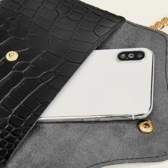 Mini Croc Embossed Flap Chain Fanny Pack - Picture 2 of 3